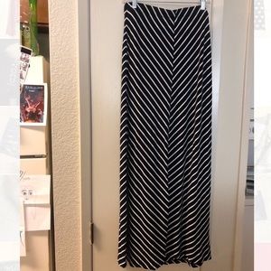 Black and White Striped Maxi Skirt